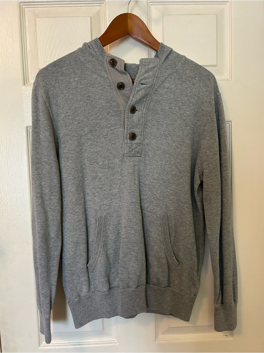 J. Crew Men's Light Gray Henley Hoodie